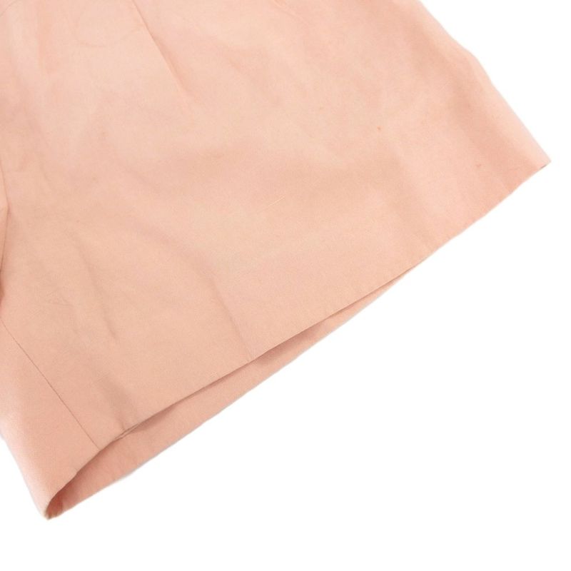 Chanel Shorts Coco Mark Gold Coco Button Silk Linen Blend Pink 34 XS AE - GY18