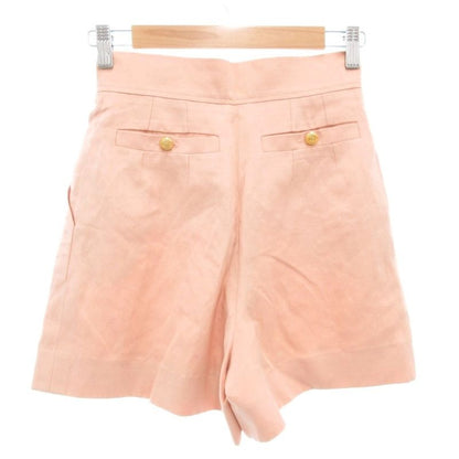 Chanel Shorts Coco Mark Gold Coco Button Silk Linen Blend Pink 34 XS AE - GY18