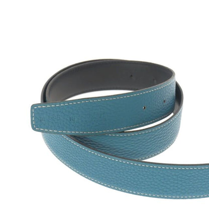 Hermes H Belt Lucky Metal 95 □I Engraved 2005 Blue Jean Black Light Blue Black