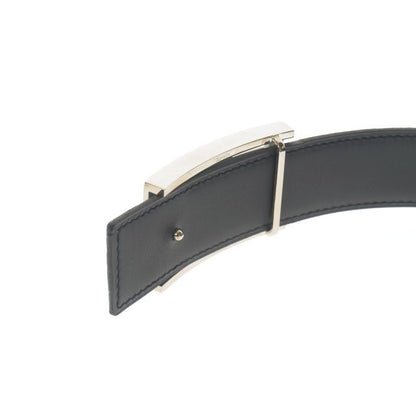 Hermes H Belt Lucky Metal 95 □I Engraved 2005 Blue Jean Black Light Blue Black