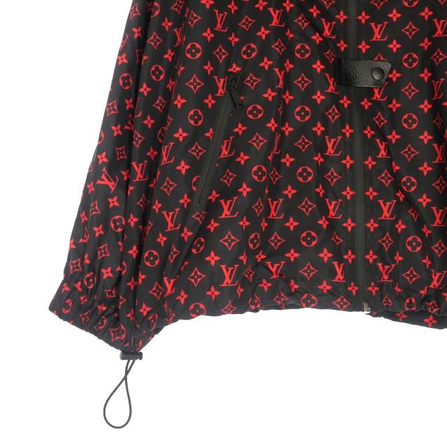 Louis Vuitton 20AW Monogram Nylon Hooded Blouson Jacket 38 Black Red Black
