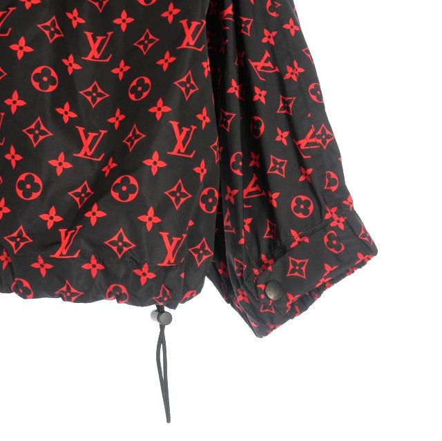 Louis Vuitton 20AW Monogram Nylon Hooded Blouson Jacket 38 Black Red Black