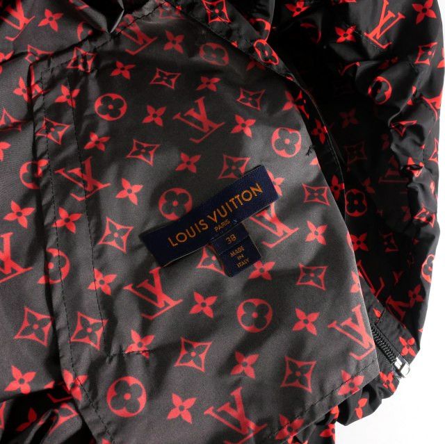 Louis Vuitton 20AW Monogram Nylon Hooded Blouson Jacket 38 Black Red Black