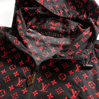 Louis Vuitton 20AW Monogram Nylon Hooded Blouson Jacket 38 Black Red Black