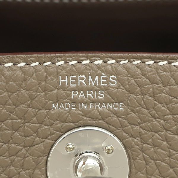 Hermes Shoulder Bag Lindy Mini 20 Taurillon Clemence Etoupe Silver Hardware