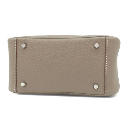 Hermes Shoulder Bag Lindy Mini 20 Taurillon Clemence Etoupe Silver Hardware