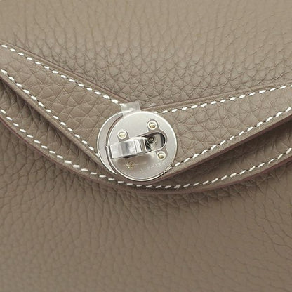 Hermes Shoulder Bag Lindy Mini 20 Taurillon Clemence Etoupe Silver Hardware