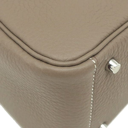 Hermes Shoulder Bag Lindy Mini 20 Taurillon Clemence Etoupe Silver Hardware