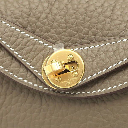 Hermes Shoulder Bag Lindy Mini 20 Taurillon Clemence Etoupe Gold Hardware