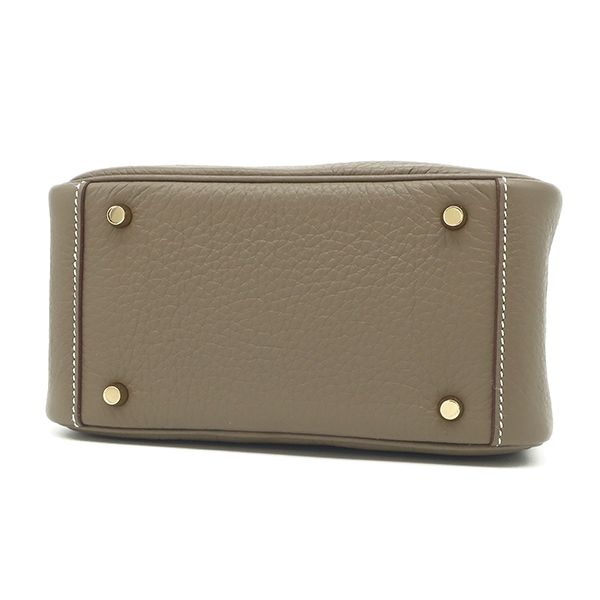 Hermes Shoulder Bag Lindy Mini 20 Taurillon Clemence Etoupe Gold Hardware