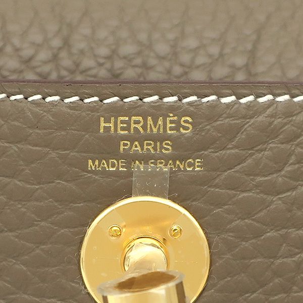 Hermes Shoulder Bag Lindy Mini 20 Taurillon Clemence Etoupe Gold Hardware