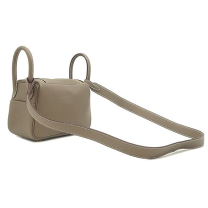 Hermes Shoulder Bag Lindy Mini 20 Taurillon Clemence Etoupe Gold Hardware