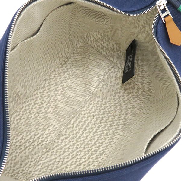 Hermes Pouch Brid a Black PM Toile Ash Marine Silver Hardware Never Used Navy