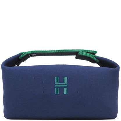 Hermes Pouch Brid a Black PM Toile Ash Marine Silver Hardware Never Used Navy