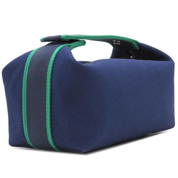 Hermes Pouch Brid a Black PM Toile Ash Marine Silver Hardware Never Used Navy