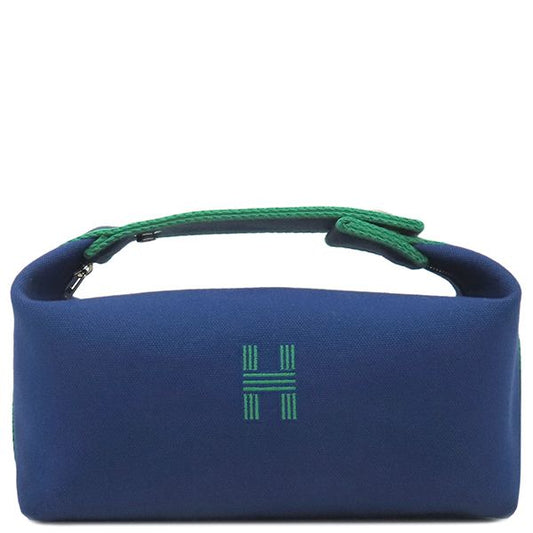 Hermes Pouch Brid a Black PM Toile Ash Marine Silver Hardware Never Used Navy