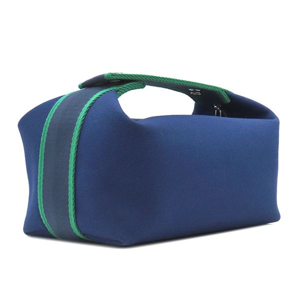 Hermes Pouch Brid a Black PM Toile Ash Marine Silver Hardware Never Used Navy