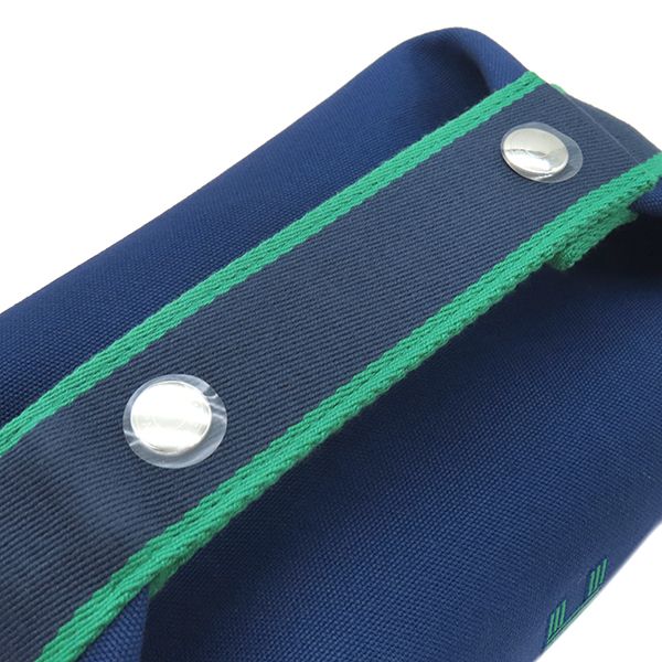 Hermes Pouch Brid a Black PM Toile Ash Marine Silver Hardware Never Used Navy