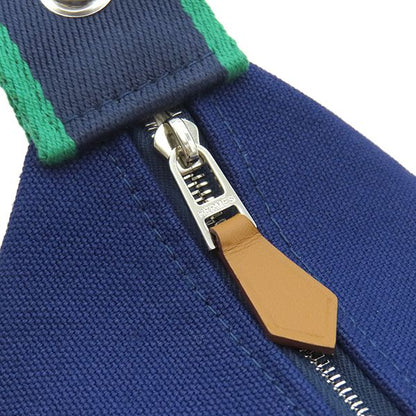 Hermes Pouch Brid a Black PM Toile Ash Marine Silver Hardware Never Used Navy