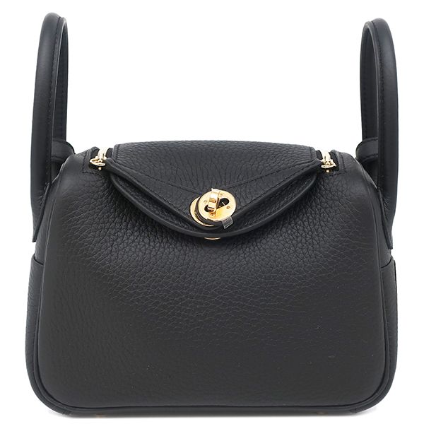 Hermes Shoulder Bag Lindy Mini 20 Taurillon Clemence Black Gold Hardware Never