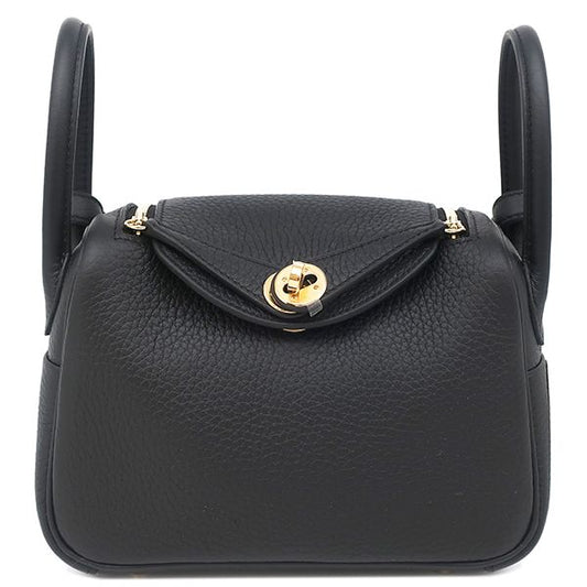 Hermes Shoulder Bag Lindy Mini 20 Taurillon Clemence Black Gold Hardware Never
