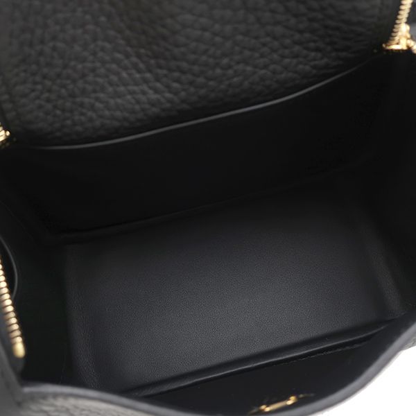 Hermes Shoulder Bag Lindy Mini 20 Taurillon Clemence Black Gold Hardware Never