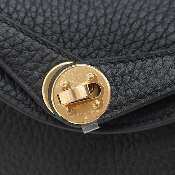 Hermes Shoulder Bag Lindy Mini 20 Taurillon Clemence Black Gold Hardware Never