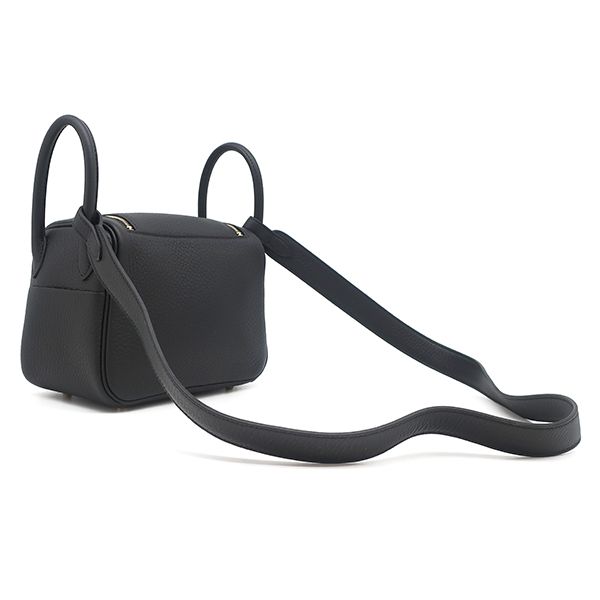 Hermes Shoulder Bag Lindy Mini 20 Taurillon Clemence Black Gold Hardware Never