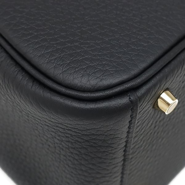 Hermes Shoulder Bag Lindy Mini 20 Taurillon Clemence Black Gold Hardware Never