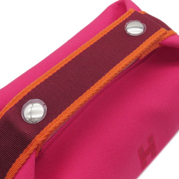 Hermes Pouch Brid a Black PM Toile Ash Hibiscus Silver Hardware Never Used