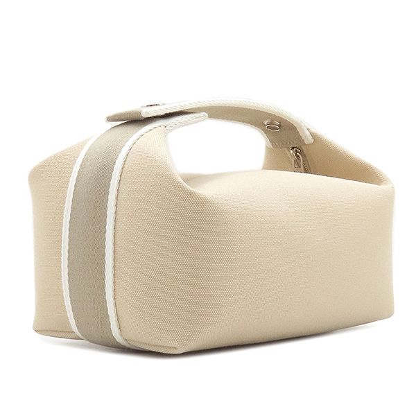 Hermes Pouch Brid a Black PM Toile Ash Natural Silver Hardware Handbag Vanity