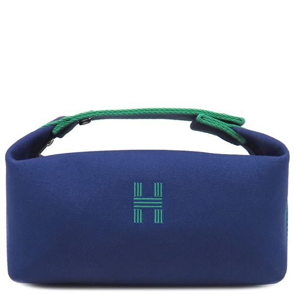 Hermes Pouch Brid a Black PM Toile Ash Marine Silver Hardware Never Used