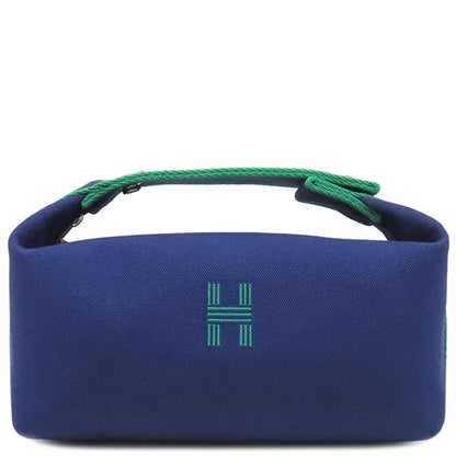 Hermes Pouch Brid a Black PM Toile Ash Marine Silver Hardware Never Used