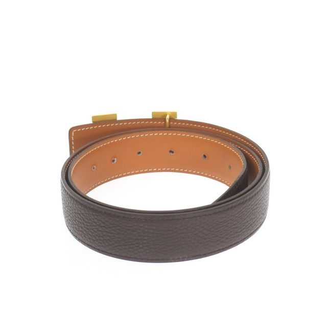 Hermes Constance H Buckle Belt Leather 85 □I Engraved 2005 Dark Brown