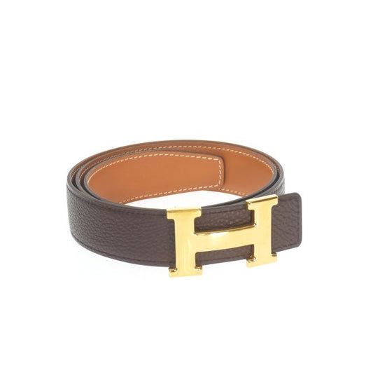 Hermes Constance H Buckle Belt Leather 85 □I Engraved 2005 Dark Brown