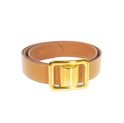 Hermes Margiela Period Buckle Belt Leather 85 □D Engraved 2000 Gold Hardware