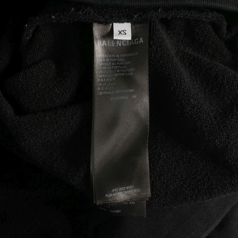 Balenciaga Logo Embroidery Crewneck Sweatshirt Long Sleeve XS Black 697869