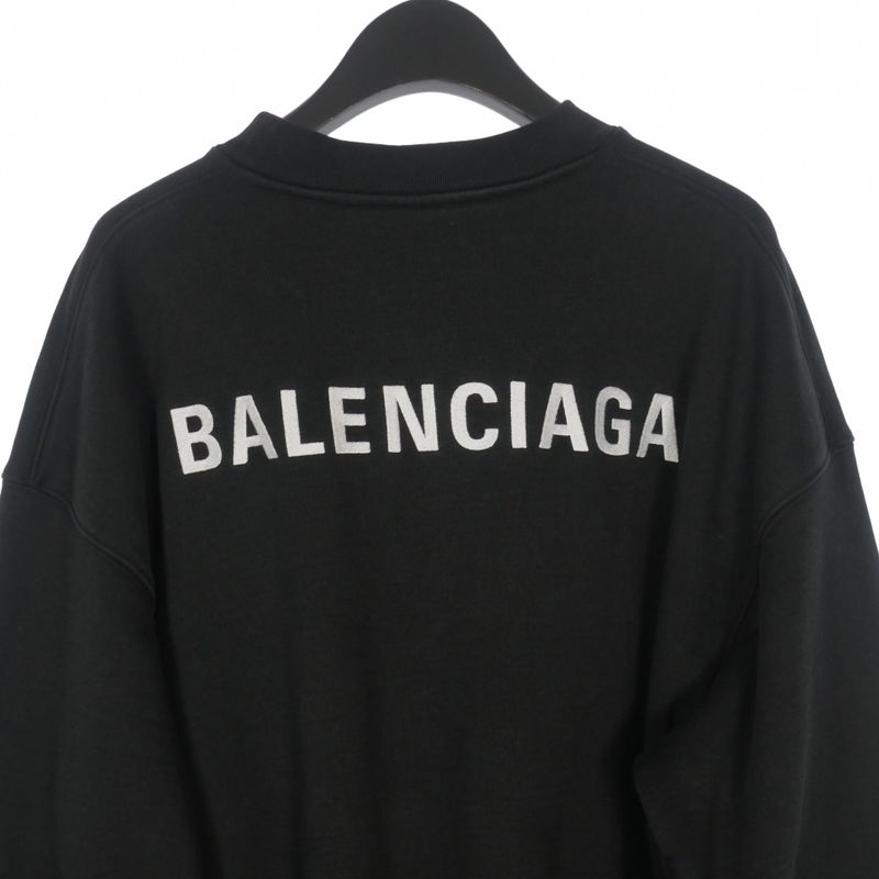 Balenciaga Logo Embroidery Crewneck Sweatshirt Long Sleeve XS Black 697869