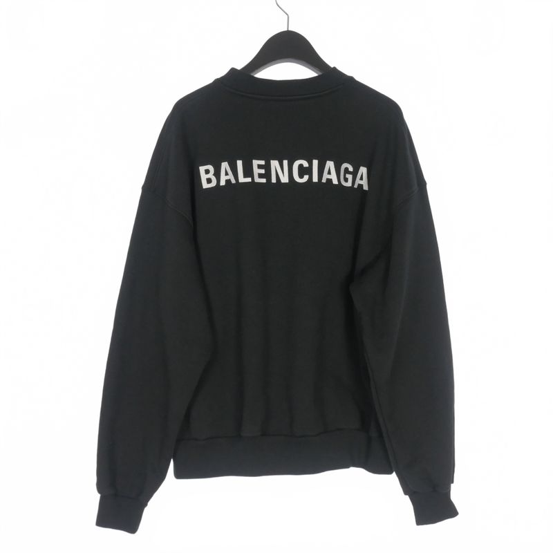 Balenciaga Logo Embroidery Crewneck Sweatshirt Long Sleeve XS Black 697869