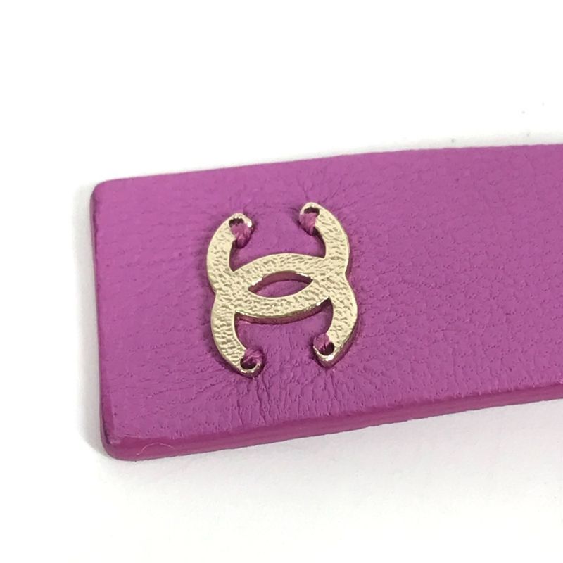 Chanel Belt Chain Belt Ribbon CC Coco Mark Leather Purple