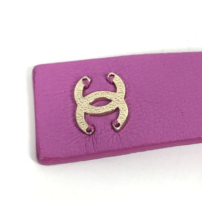 Chanel Belt Chain Belt Ribbon CC Coco Mark Leather Purple