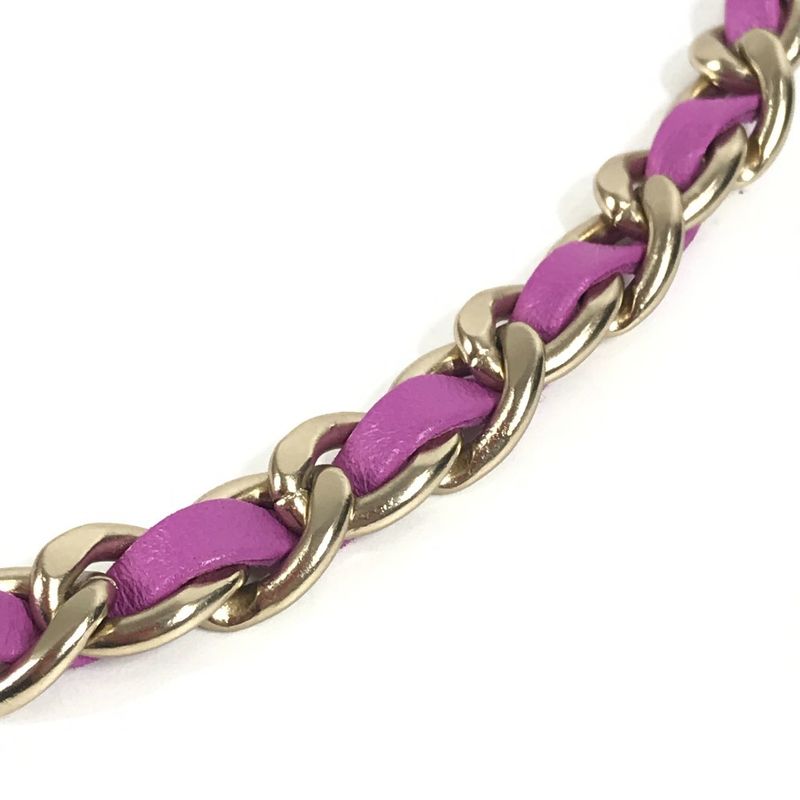 Chanel Belt Chain Belt Ribbon CC Coco Mark Leather Purple