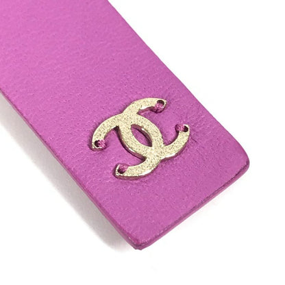 Chanel Belt Chain Belt Ribbon CC Coco Mark Leather Purple
