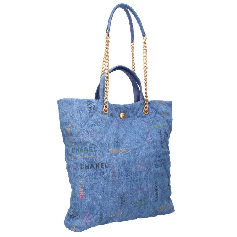 Chanel Maxi Shopping Bag Denim Material 2-way Tote Bag Women