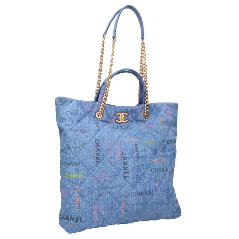 Chanel Maxi Shopping Bag Denim Material 2-way Tote Bag Women