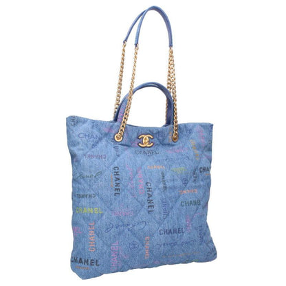 Chanel Maxi Shopping Bag Denim Material 2-way Tote Bag Women
