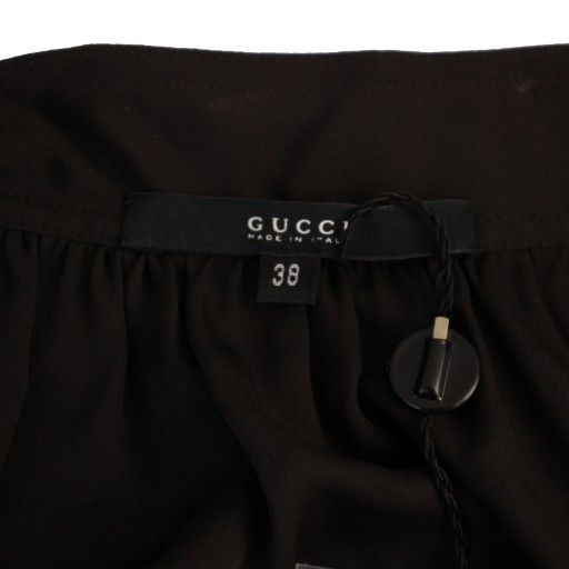 Gucci Dress Knee Length Long Sleeves Silk 38 Charcoal Gray 113925 Zf043 BM