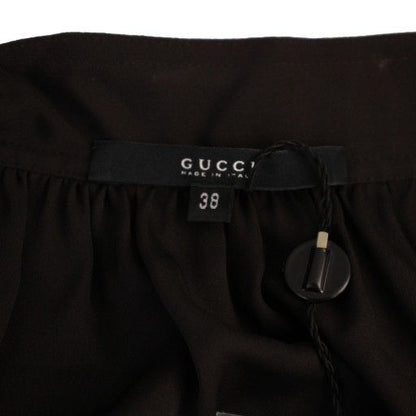 Gucci Dress Knee Length Long Sleeves Silk 38 Charcoal Gray 113925 Zf043 BM