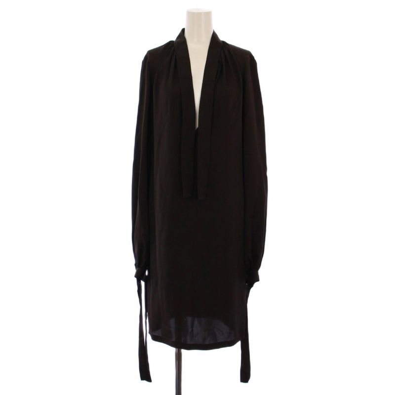 Gucci Dress Knee Length Long Sleeves Silk 38 Charcoal Gray 113925 Zf043 BM