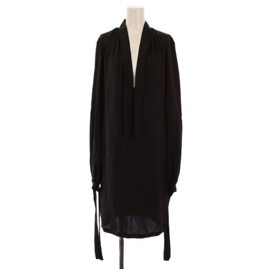 Gucci Dress Knee Length Long Sleeves Silk 38 Charcoal Gray 113925 Zf043 BM